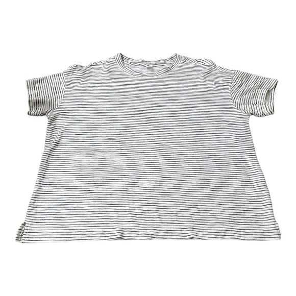 Old Navy Tops - Old Navy White Black Stripe Short Sleeve Crew Neck Top Womens Size L